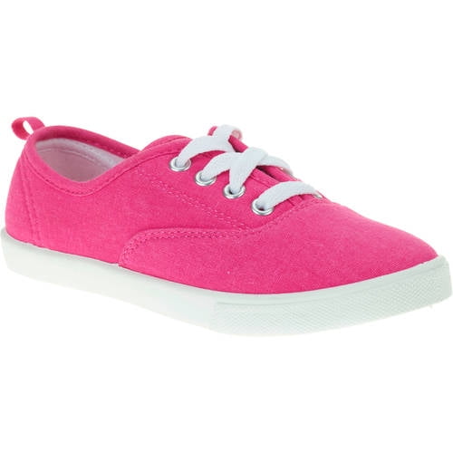 FADED GLORY BRIGHT HOT PINK CANVAS LACE UP GIRL CASUAL SHOE SIZE 6 NEW